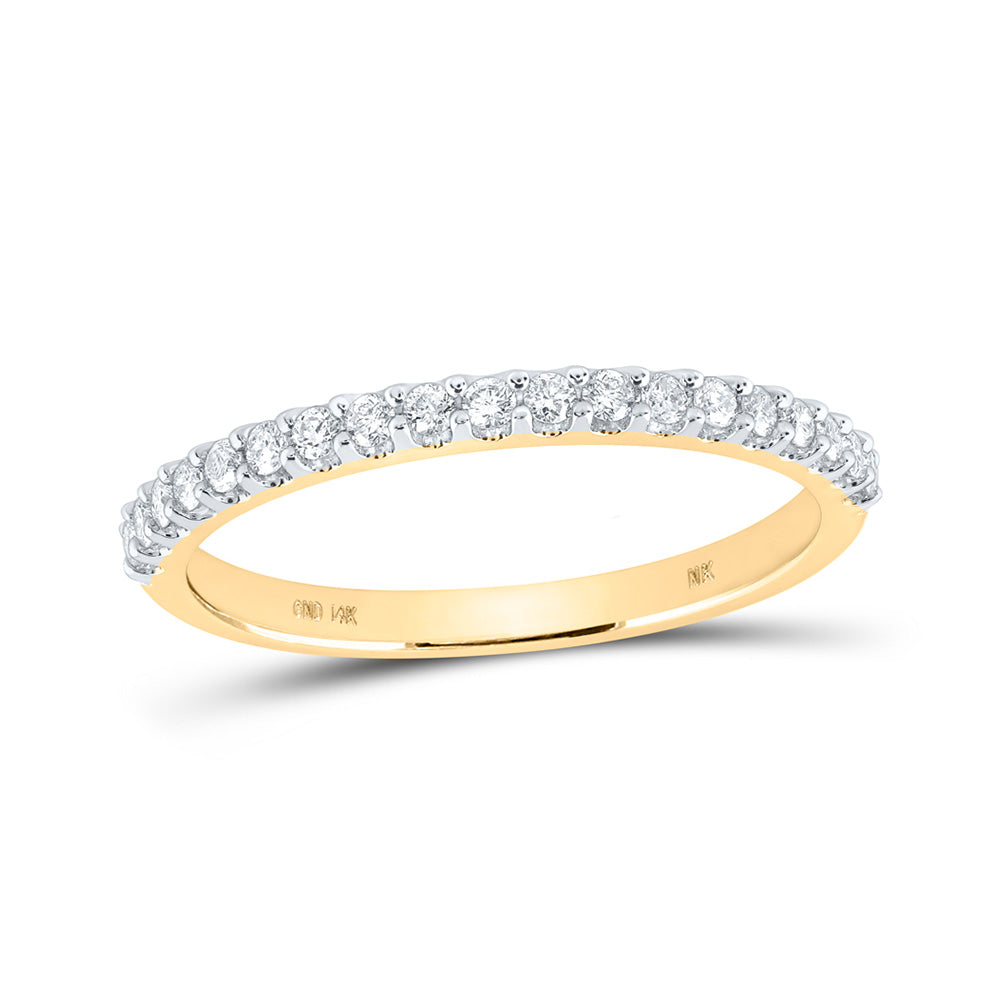 14kt Yellow Gold Womens Round Diamond Wedding Single Row Band 1/4 Cttw