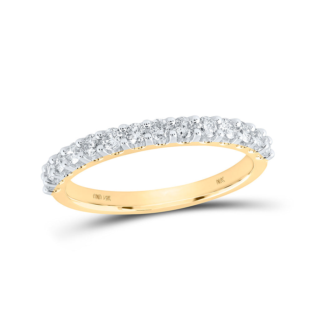 14kt Yellow Gold Womens Round Diamond Wedding Band 1/2 Cttw