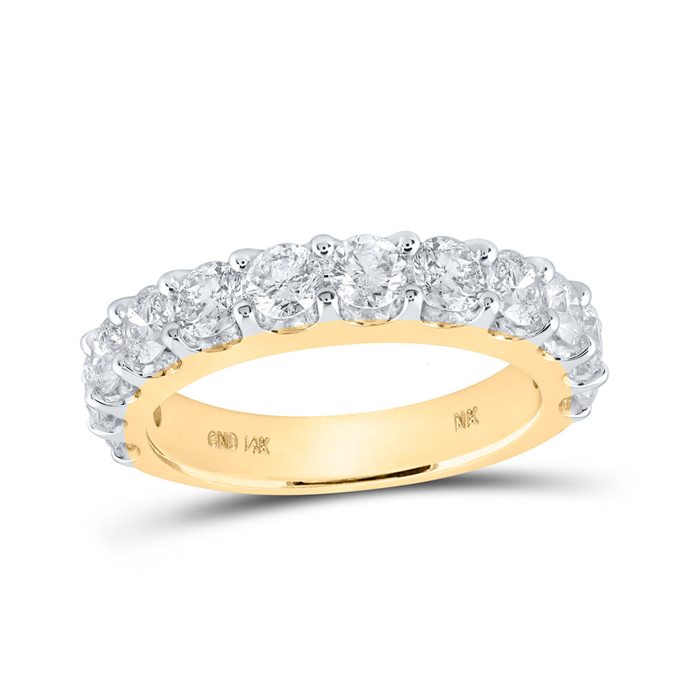 14kt Yellow Gold Womens Round Diamond Wedding Single Row Band 2 Cttw