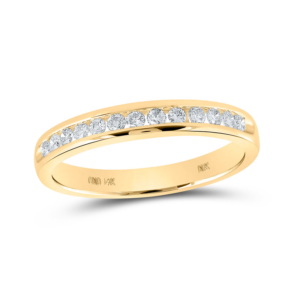 14kt Yellow Gold Womens Round Diamond Wedding Single Row Band 1/4 Cttw