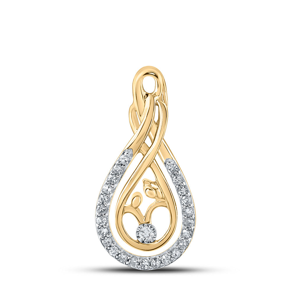 10kt Yellow Gold Womens Round Diamond Child Mom Pendant 1/10 Cttw