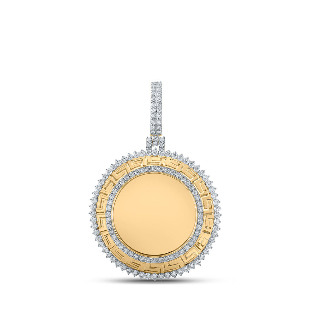 10kt Yellow Gold Mens Round Diamond Circle Memory Charm Pendant 2-3/4 Cttw