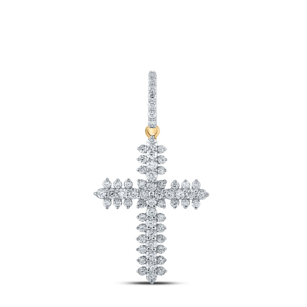 10kt Yellow Gold Womens Round Diamond Cross Pendant 3/4 Cttw