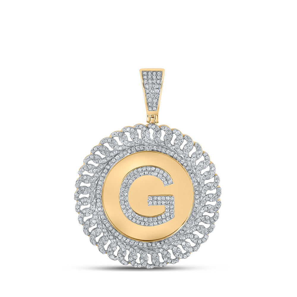 10kt Yellow Gold Mens Round Diamond G Letter Charm Pendant 1-1/4 Cttw