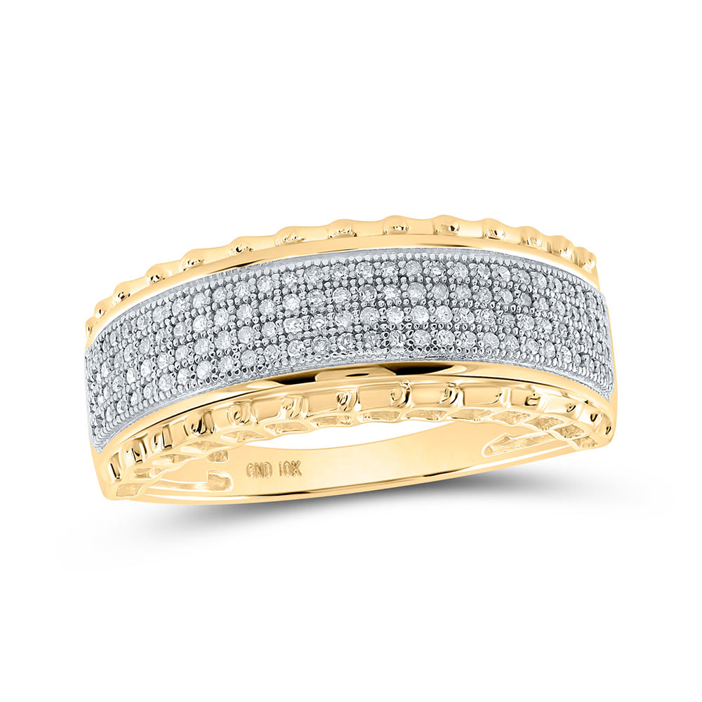 10kt Yellow Gold Mens Round Diamond Band Ring 1/3 Cttw