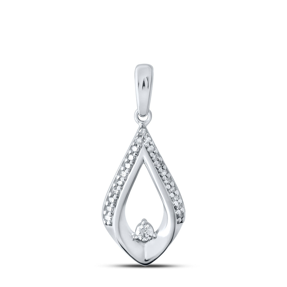 10kt White Gold Womens Round Diamond Fashion Pendant 1/8 Cttw