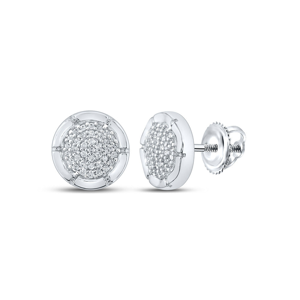 10kt White Gold Womens Round Diamond Cluster Earrings 1/5 Cttw