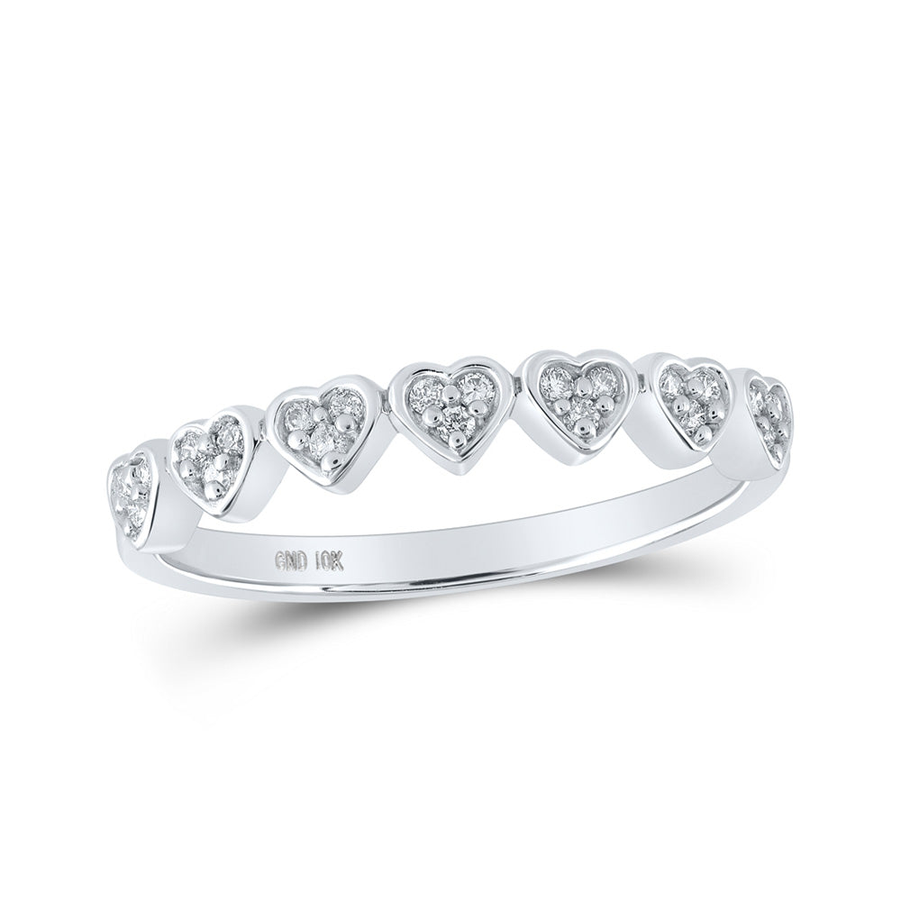 10kt White Gold Womens Round Diamond Heart Ring 1/8 Cttw