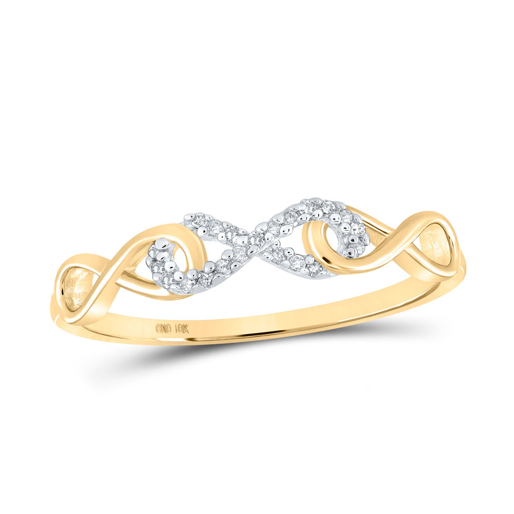 10kt Yellow Gold Womens Round Diamond Infinity Ring 1/20 Cttw