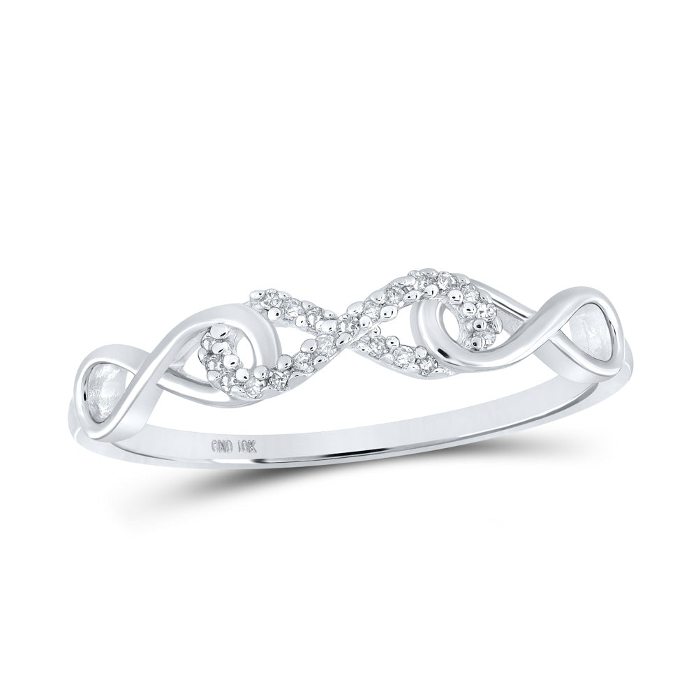 10kt White Gold Womens Round Diamond Infinity Ring 1/20 Cttw