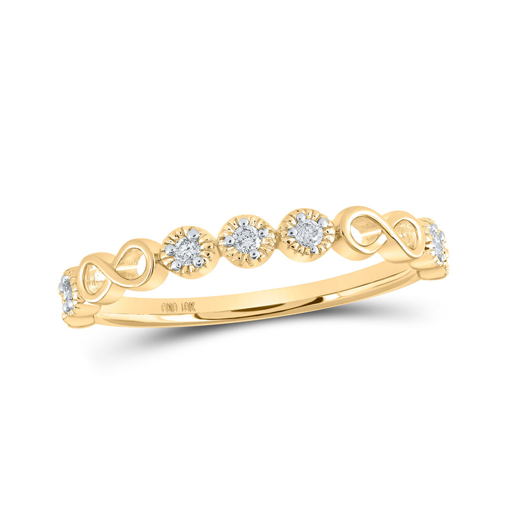 10kt Yellow Gold Womens Round Diamond Infinity Ring 1/8 Cttw