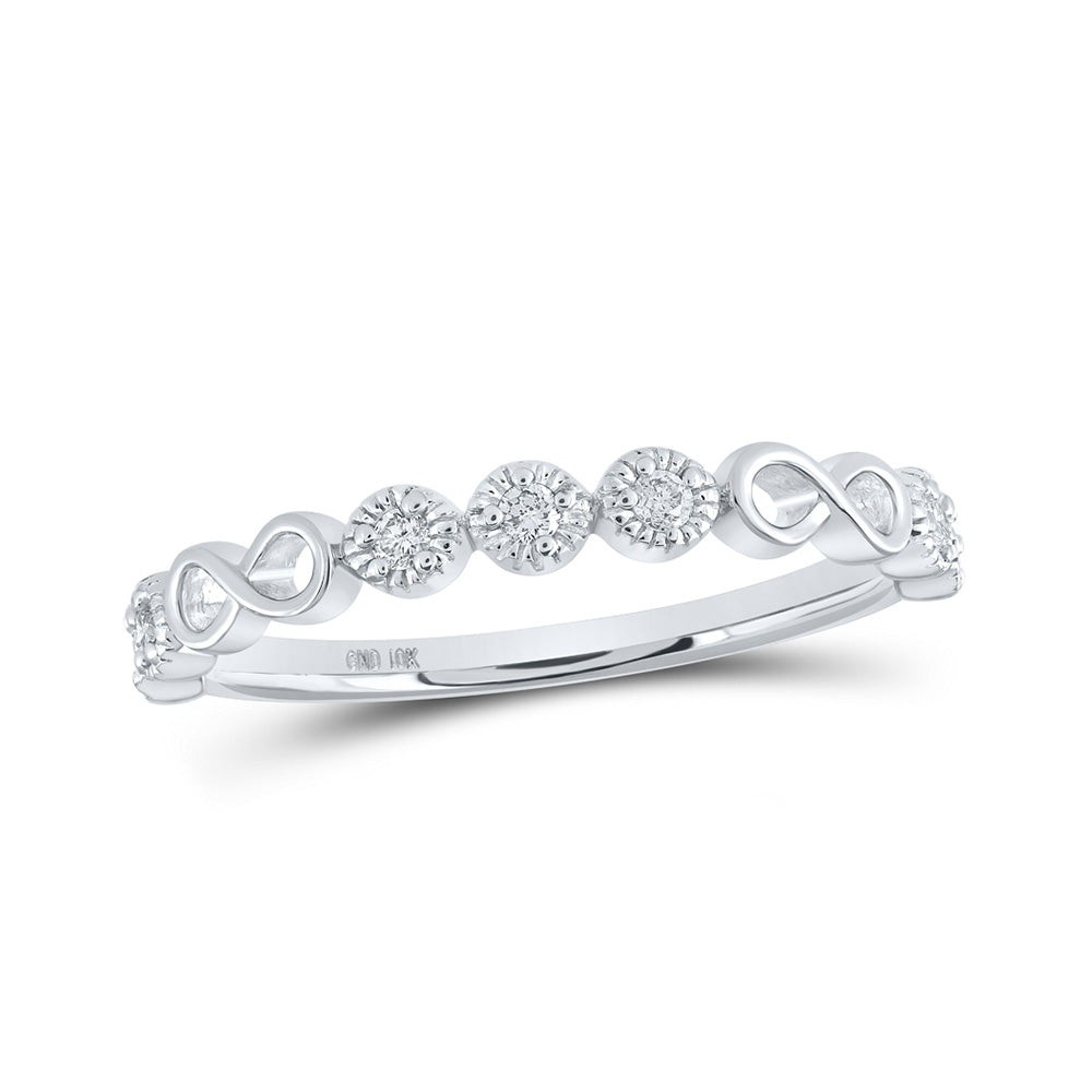 10kt White Gold Womens Round Diamond Infinity Ring 1/8 Cttw