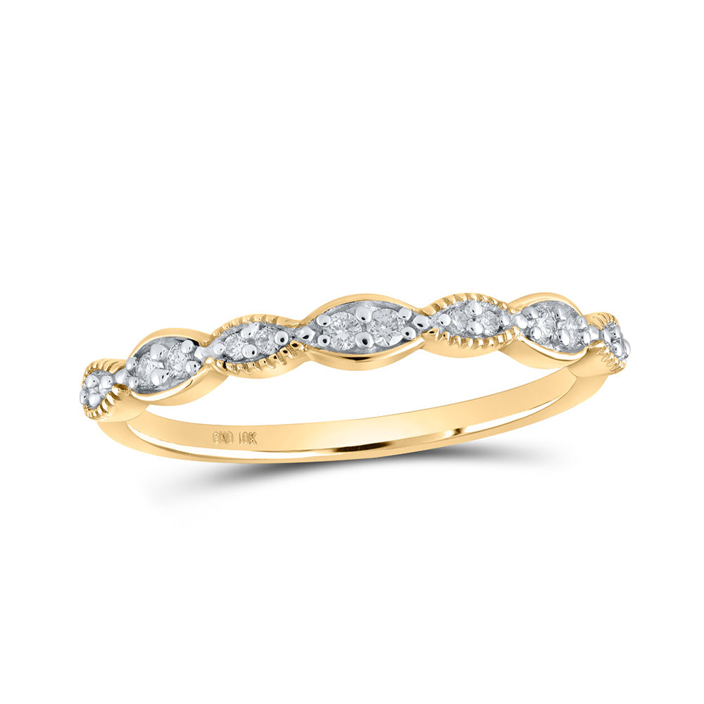 10kt Yellow Gold Womens Round Diamond Stackable Band Ring 1/8 Cttw