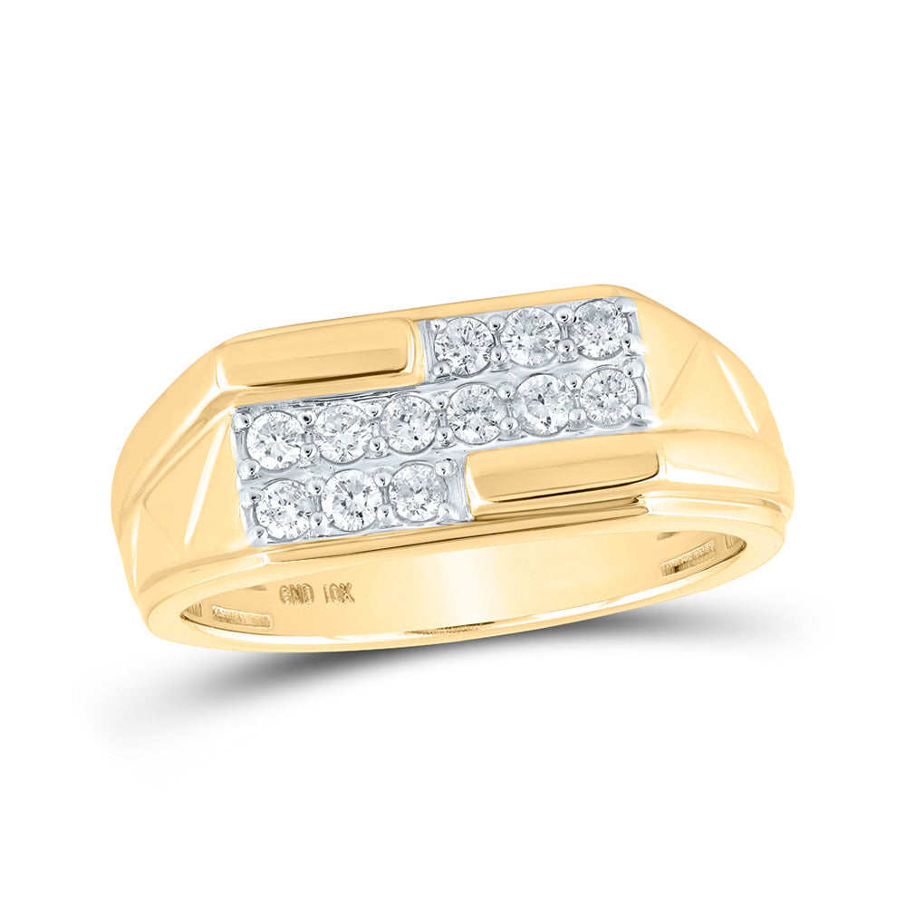 10kt Yellow Gold Mens Round Diamond Band Ring 1/2 Cttw