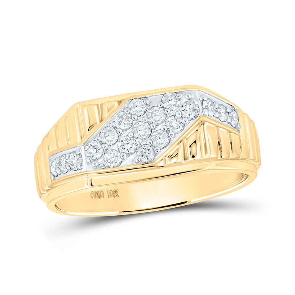 10kt Yellow Gold Mens Round Diamond Band Ring 1/2 Cttw