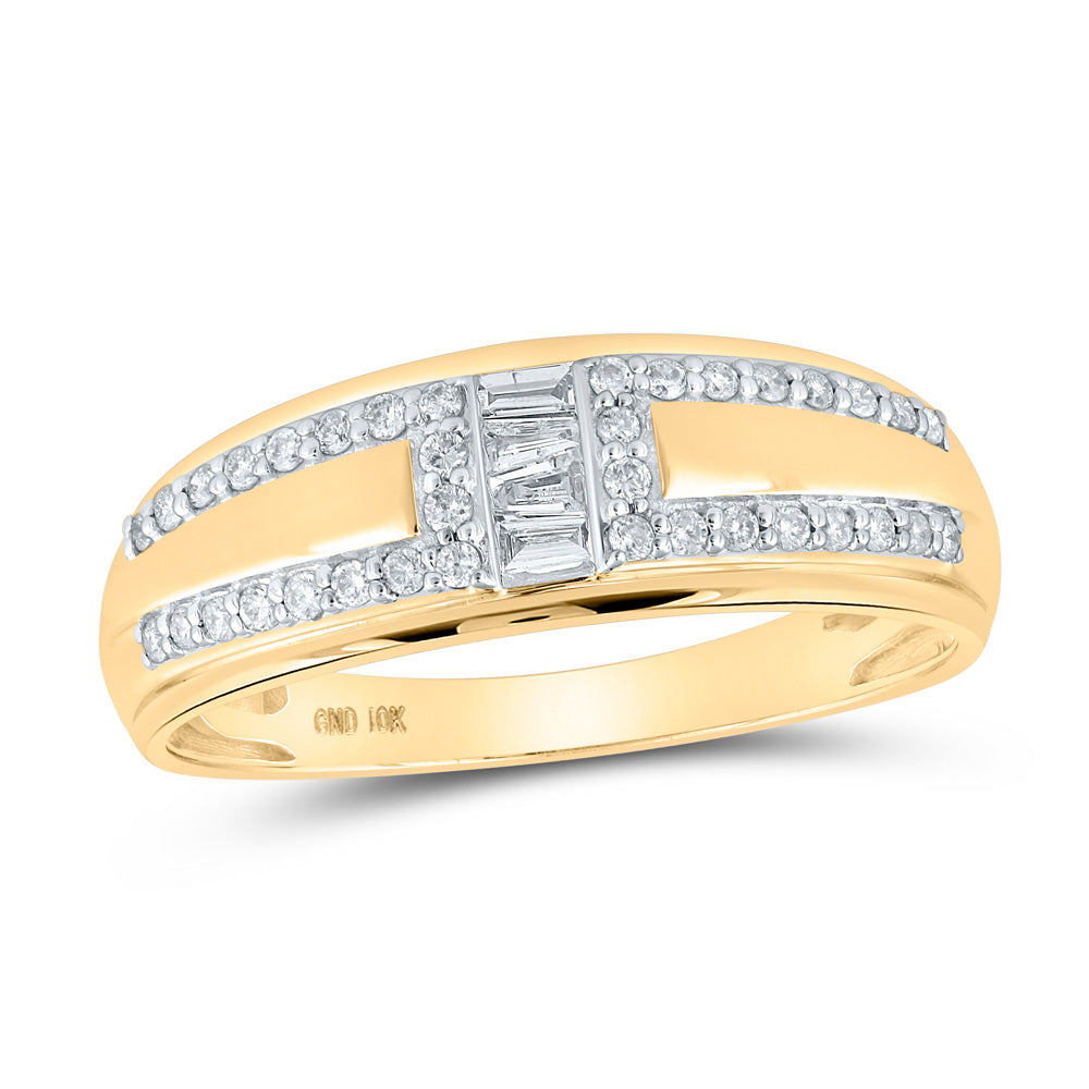 10kt Yellow Gold His Hers Round Diamond Square Matching Wedding Set 1 Cttw