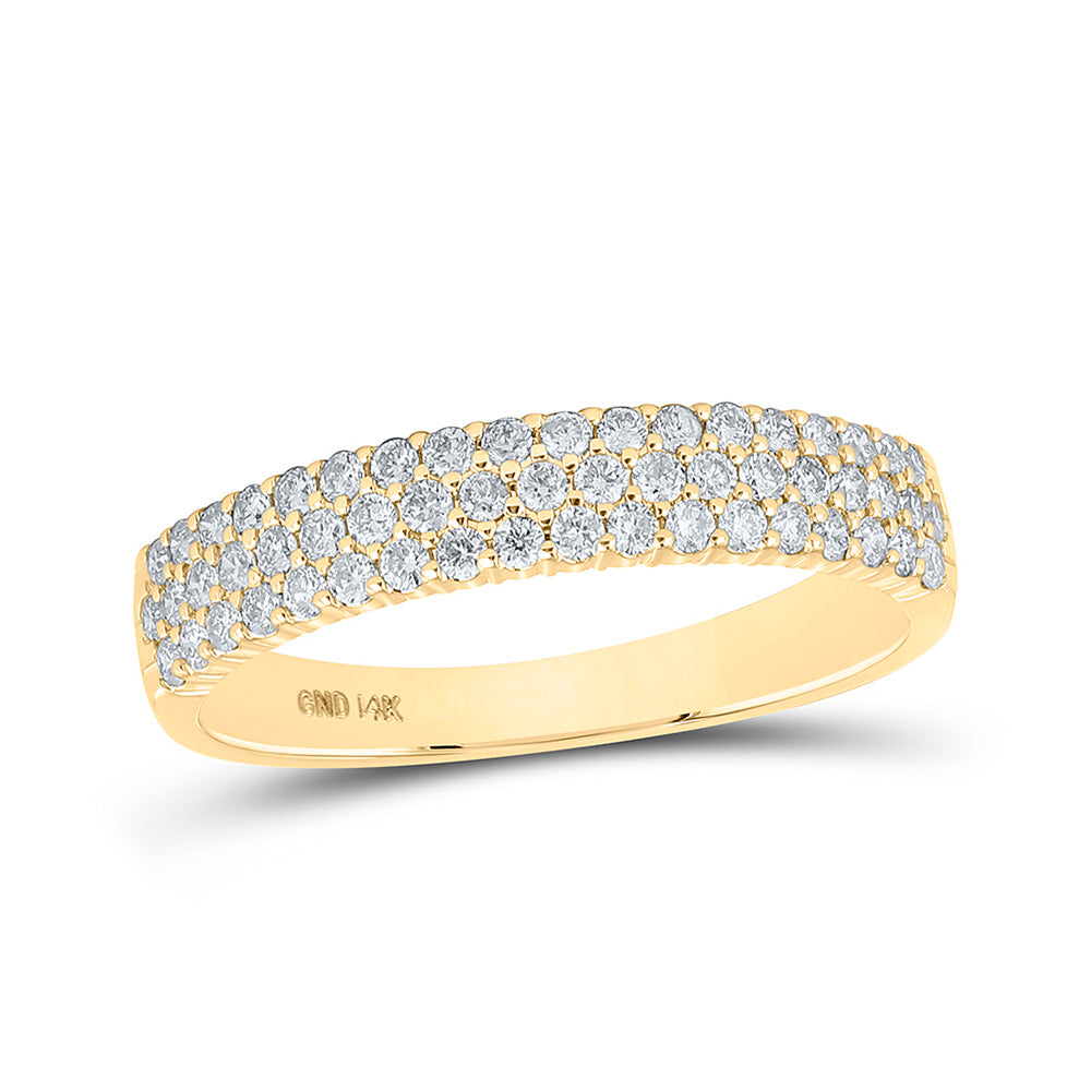 14kt Yellow Gold Womens Round Diamond Machine-set Pave Band Ring 1/2 Cttw