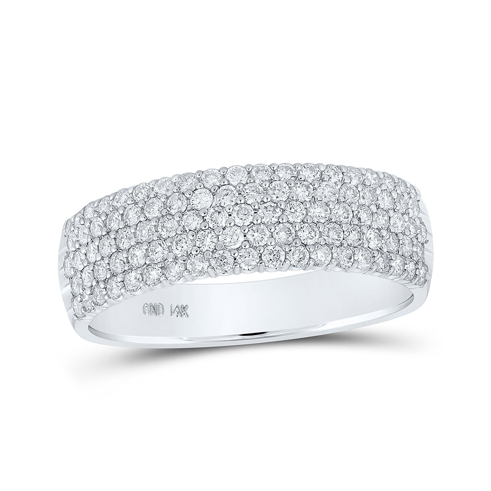 14kt White Gold Womens Round Diamond Machine-set Pave Band Ring 3/4 Cttw