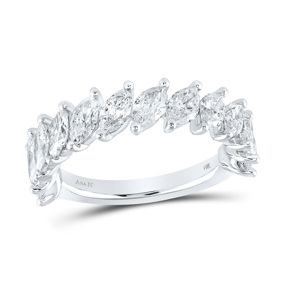 14kt White Gold Womens Marquise Diamond Band Ring 2-1/2 Cttw