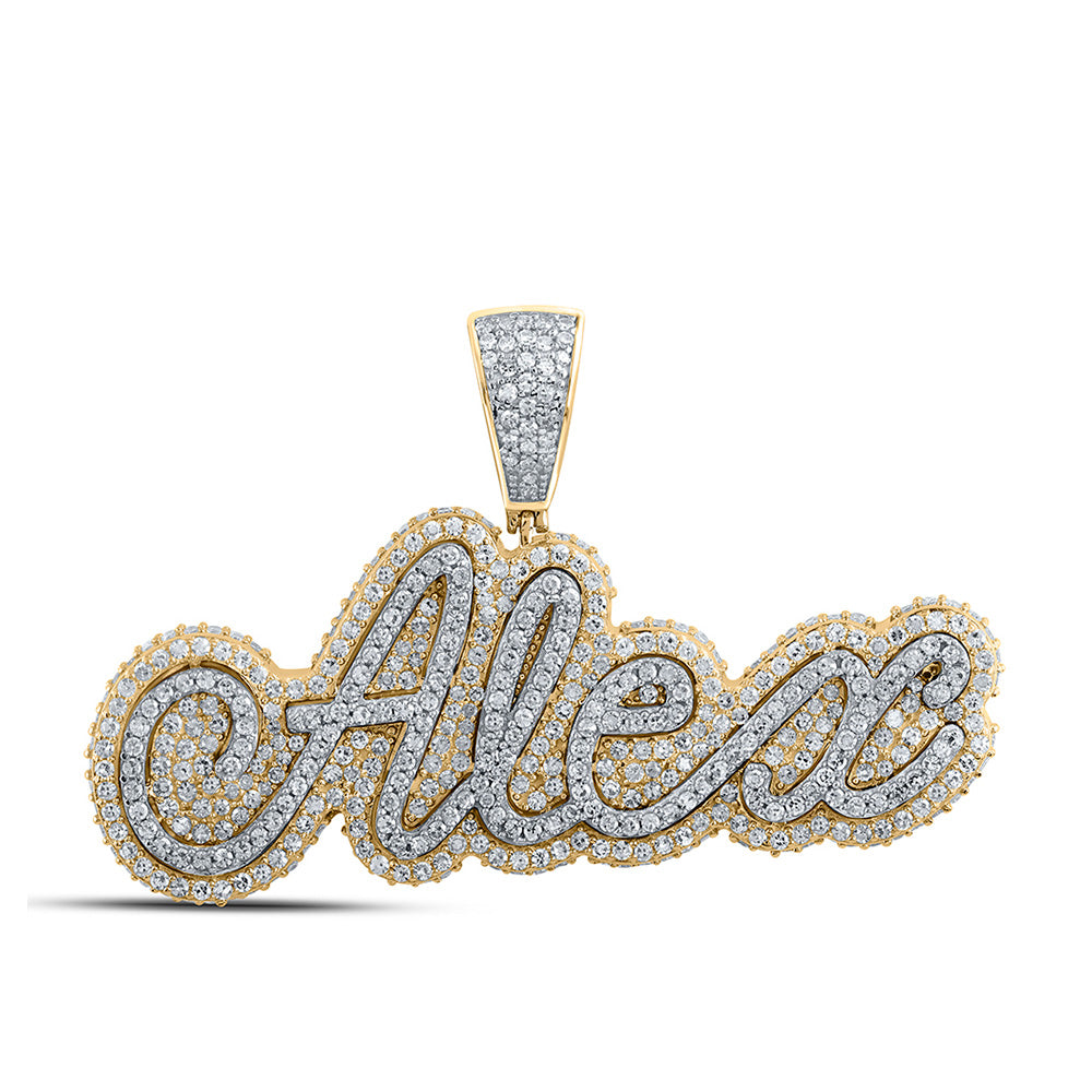 10kt Two-tone Gold Mens Round Diamond ALEX Name Charm Pendant 2 Cttw