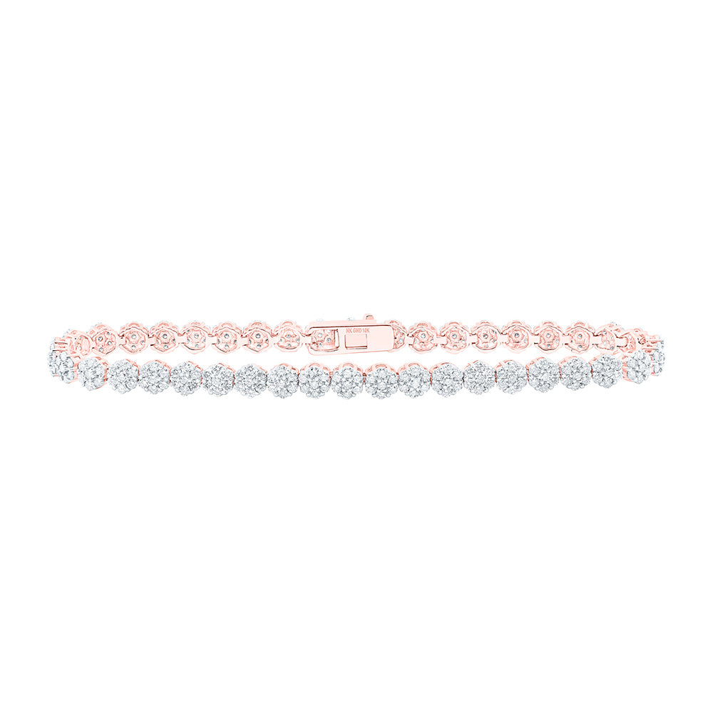 10kt Rose Gold Womens Round Diamond Fashion Bracelet 3-1/5 Cttw