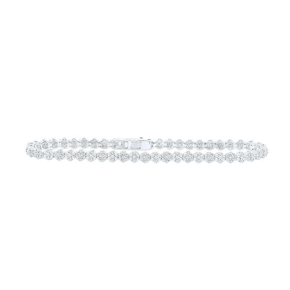 10kt White Gold Womens Round Diamond Fashion Bracelet 2-1/5 Cttw