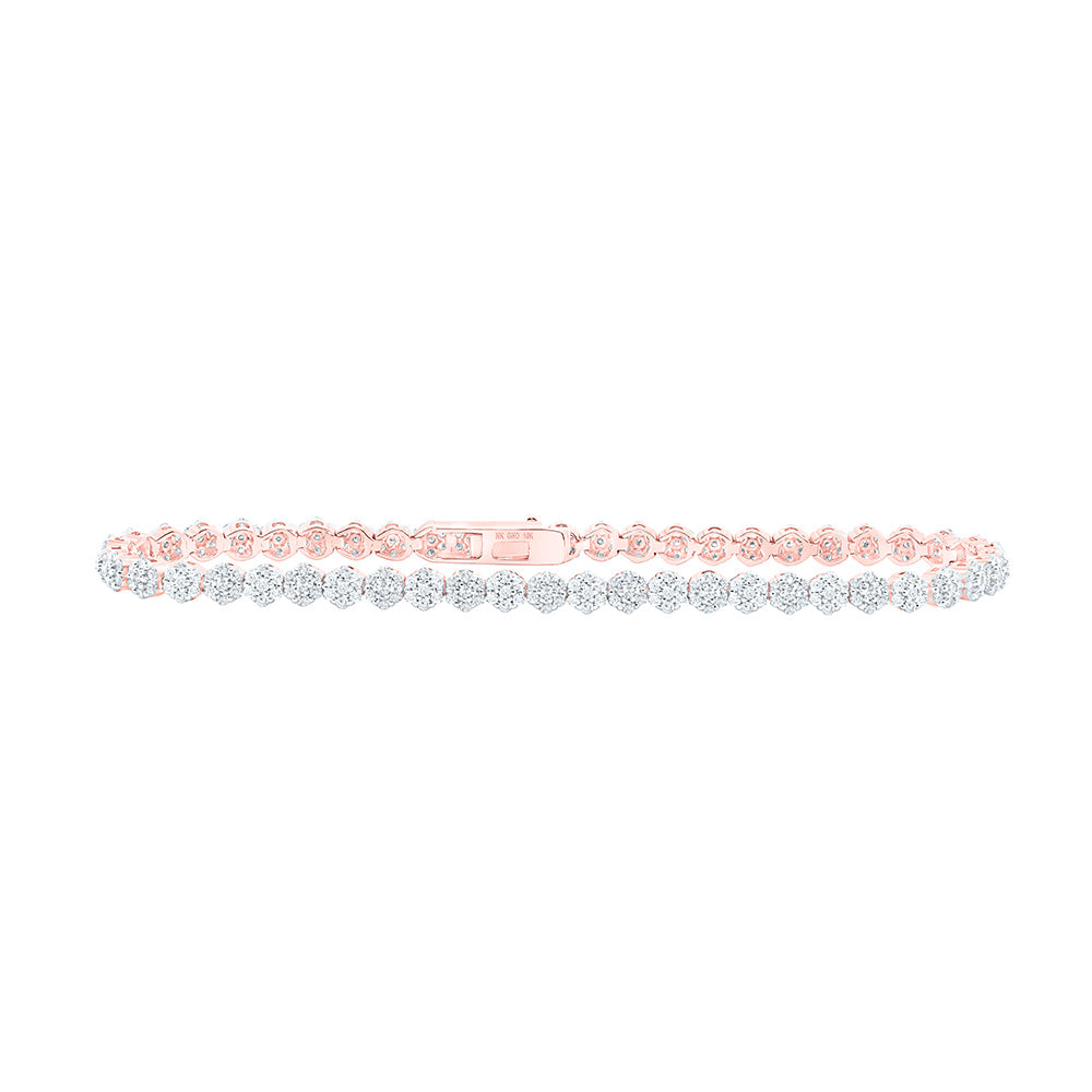 10kt Rose Gold Womens Round Diamond Fashion Bracelet 2-1/5 Cttw