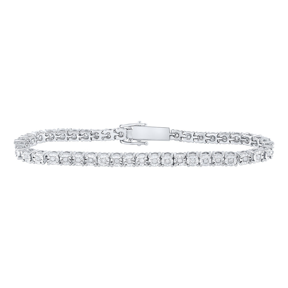 Sterling Silver Womens Round Diamond Fashion Bracelet 1 Cttw