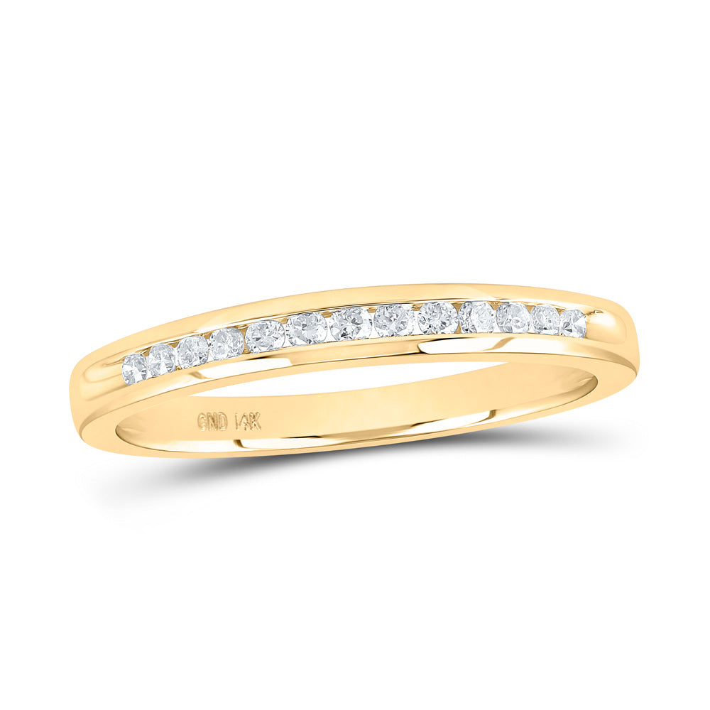 14kt Yellow Gold Womens Round Diamond Single Row Band Ring 1/6 Cttw