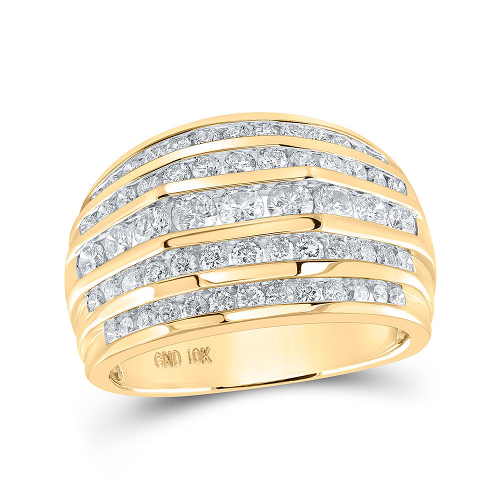 10kt Yellow Gold Mens Round Diamond Band Ring 2 Cttw