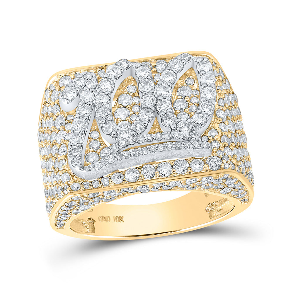 10kt Yellow Gold Mens Round Diamond 100 Emoji Statement Band Ring 6 Cttw