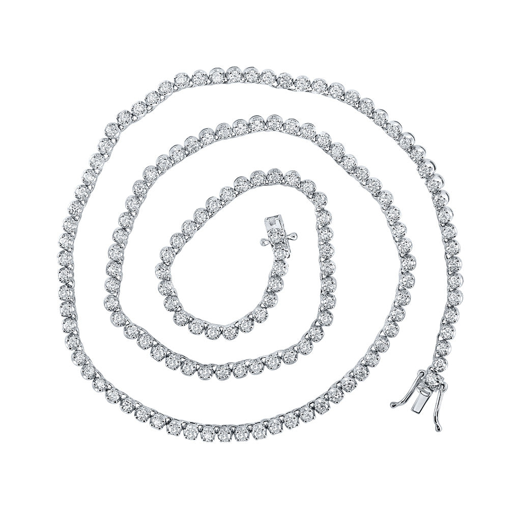 10kt White Gold Mens Round Diamond Tennis Chain Necklace 4-5/8 Cttw