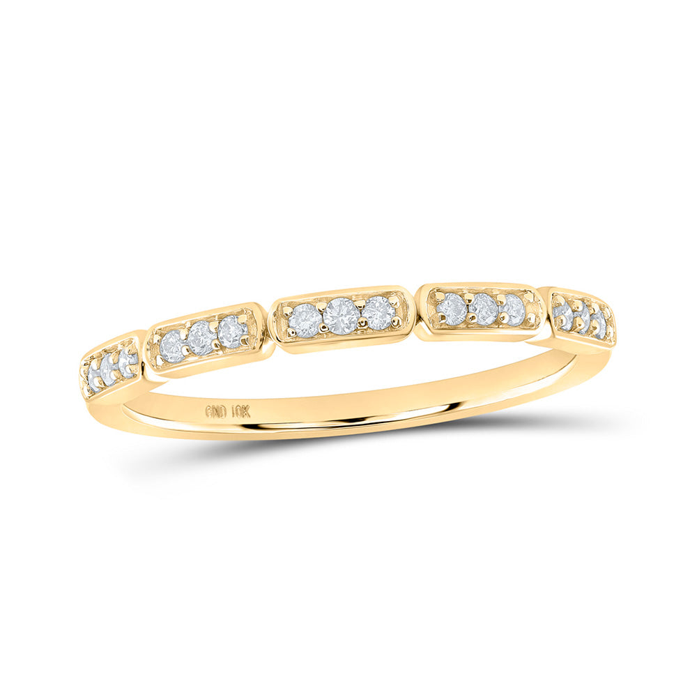 10kt Yellow Gold Womens Round Diamond Stackable Band Ring 1/8 Cttw