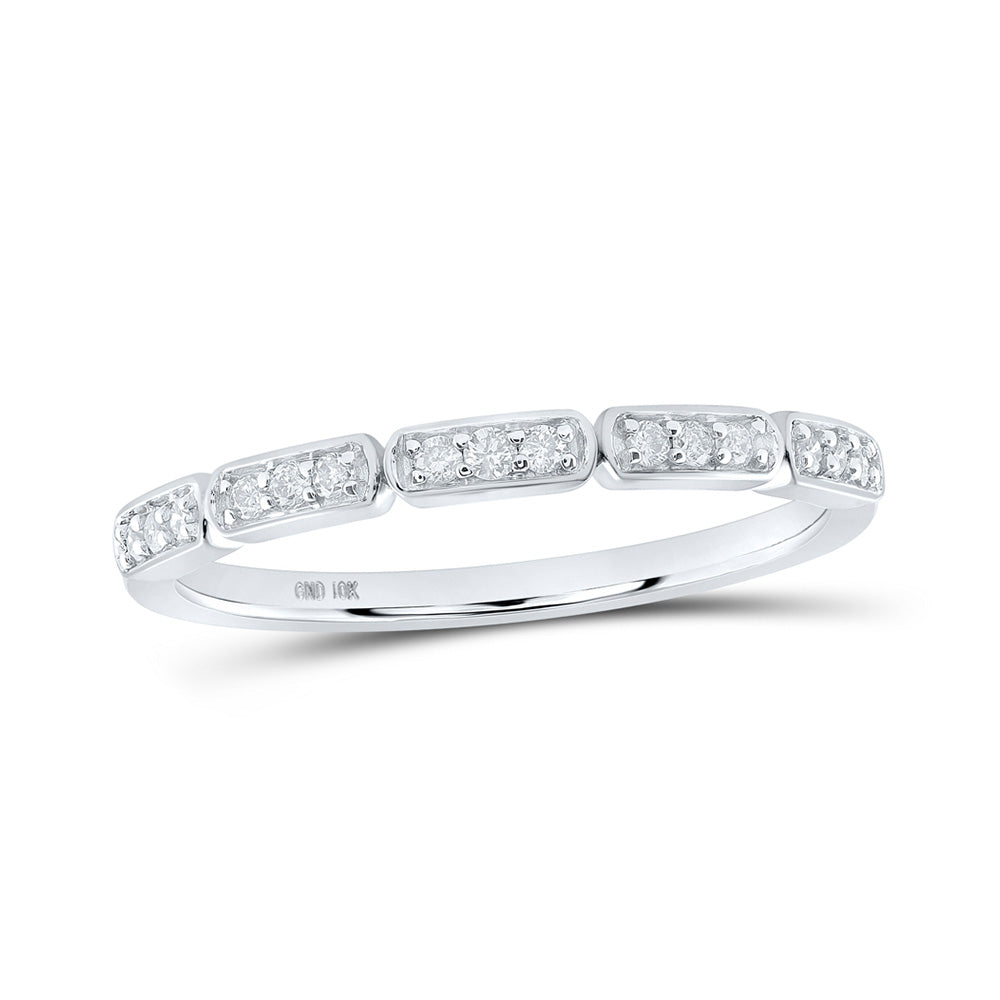 10kt White Gold Womens Round Diamond Stackable Band Ring 1/8 Cttw