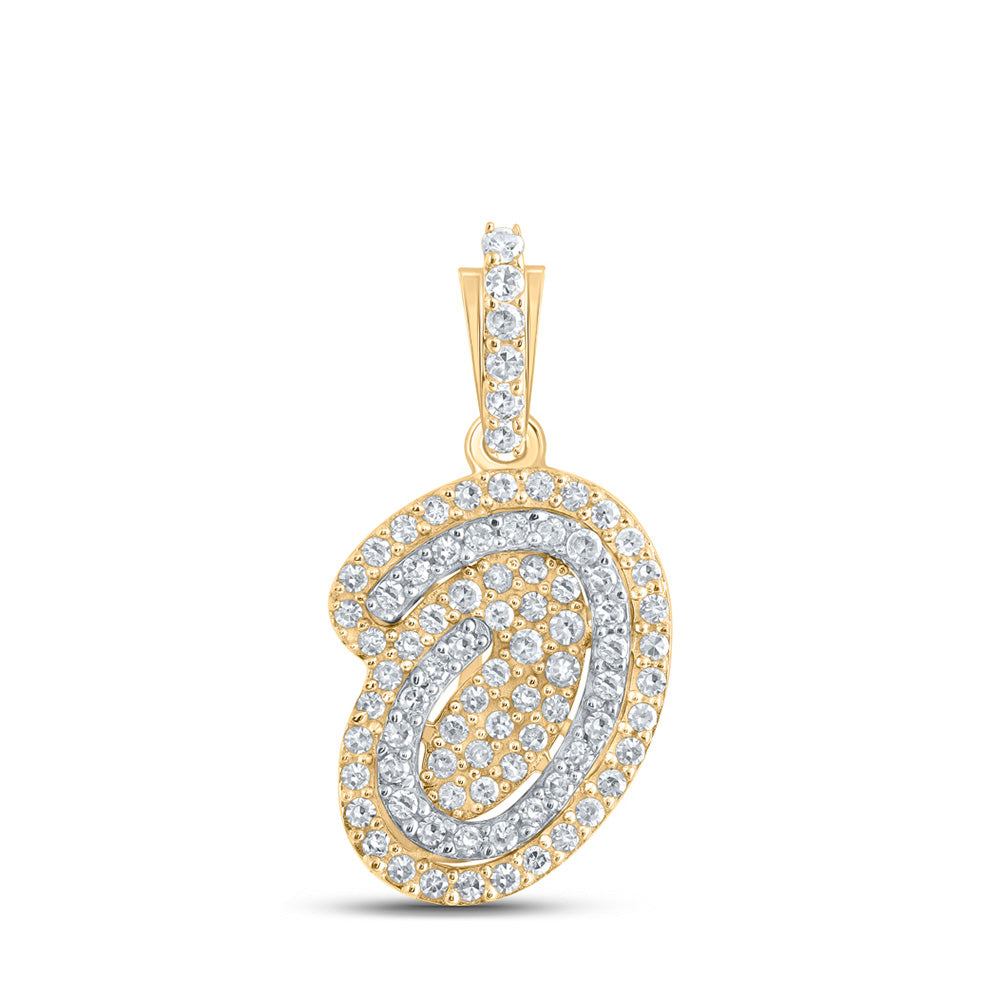 10kt Yellow Gold Mens Round Diamond O Initial Charm Pendant 1/5 Cttw