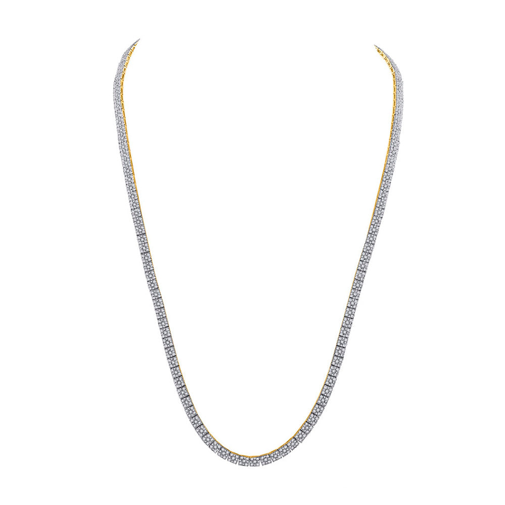 14kt Yellow Gold Mens Round Diamond 24-inch Square Link Chain Necklace 12 Cttw