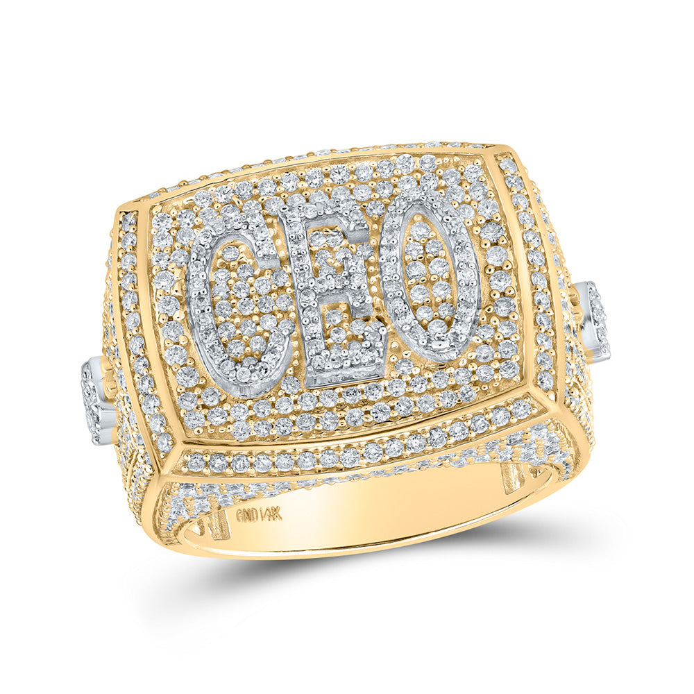 14kt Yellow Gold Mens Round Diamond CEO Ring 2-7/8 Cttw