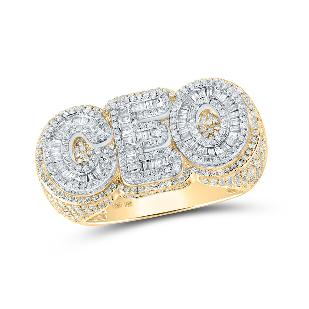 14kt Two-tone Gold Mens Baguette Diamond CEO Band Ring 2 Cttw