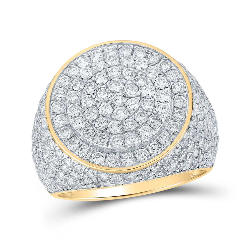 14kt Yellow Gold Mens Round Diamond Statement Pave Circle Ring 4-1/5 Cttw