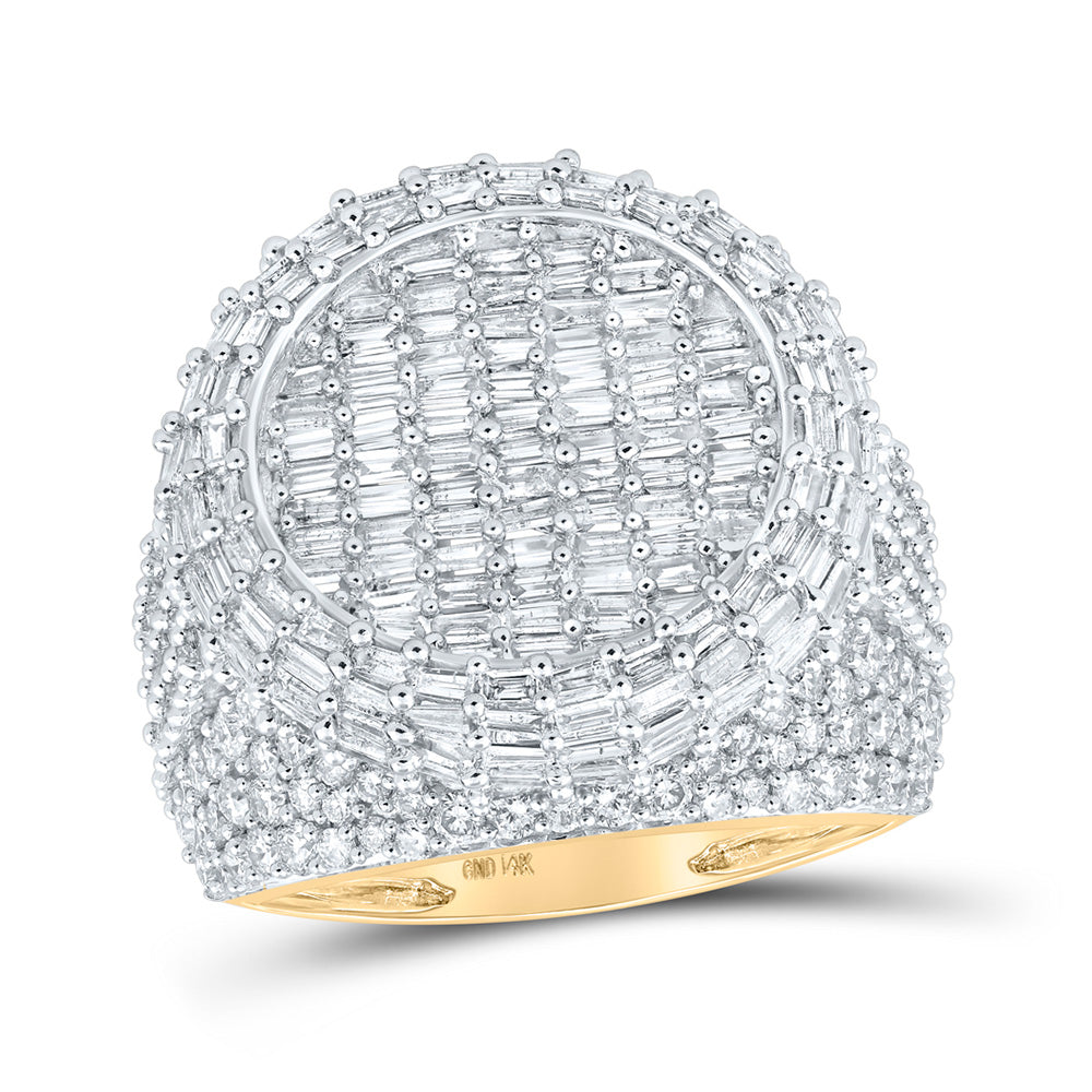 14kt Yellow Gold Mens Baguette Diamond Pinky Circle Ring 4-1/2 Cttw