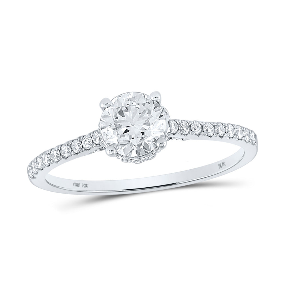 14kt White Gold Round Diamond Solitaire Bridal Wedding Engagement Ring 1 Cttw