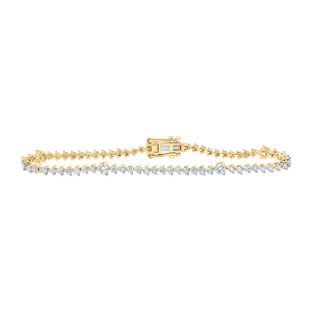 14kt Yellow Gold Womens Round Diamond Tennis Bracelet 2-5/8 Cttw