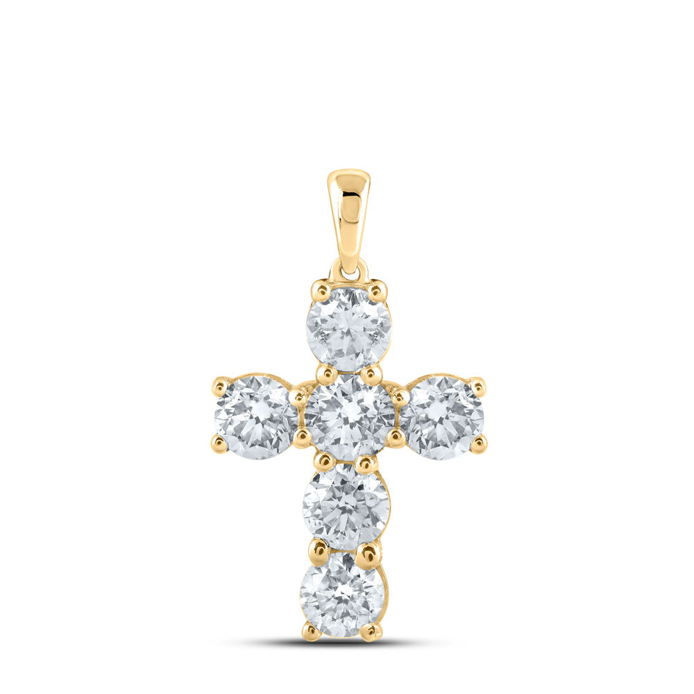 10kt Yellow Gold Womens Round Diamond Cross Pendant 2-3/8 Cttw