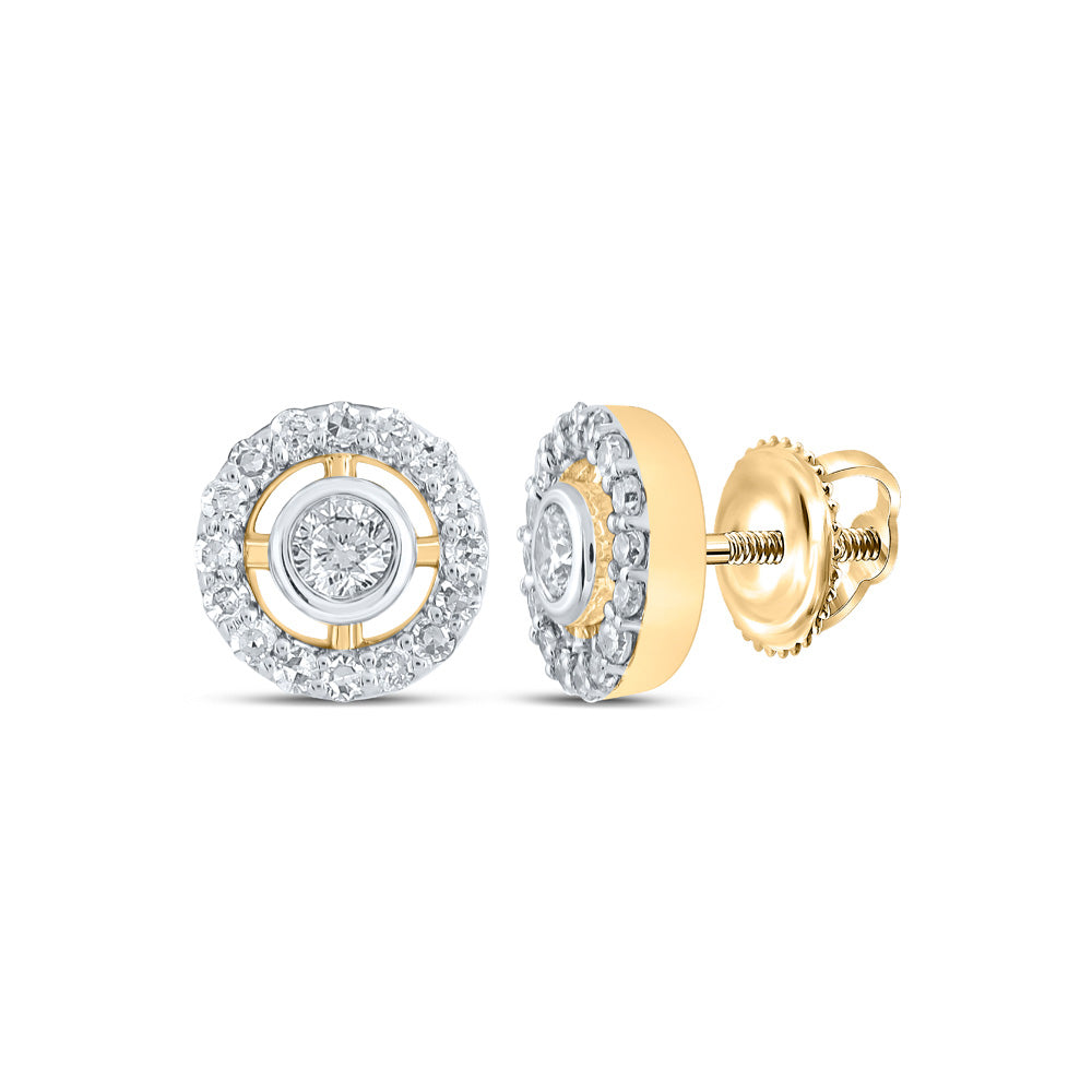 10kt Yellow Gold Womens Round Diamond Circle Earrings 1/4 Cttw