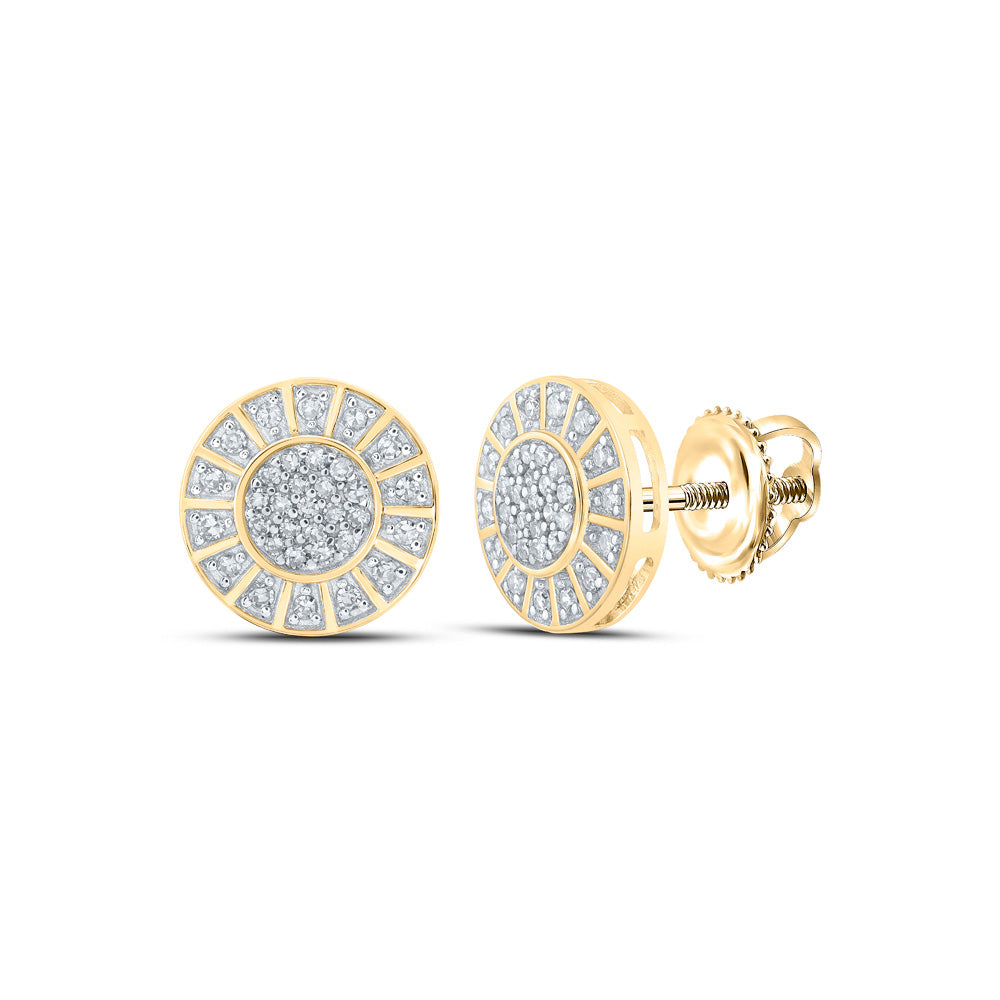 10kt Yellow Gold Womens Round Diamond Circle Earrings 1/3 Cttw