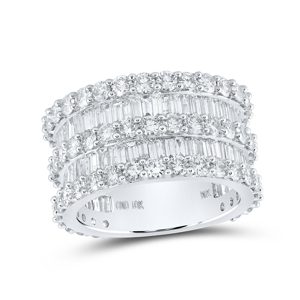 10kt White Gold Mens Baguette Diamond Eternity Ring 6-7/8 Cttw