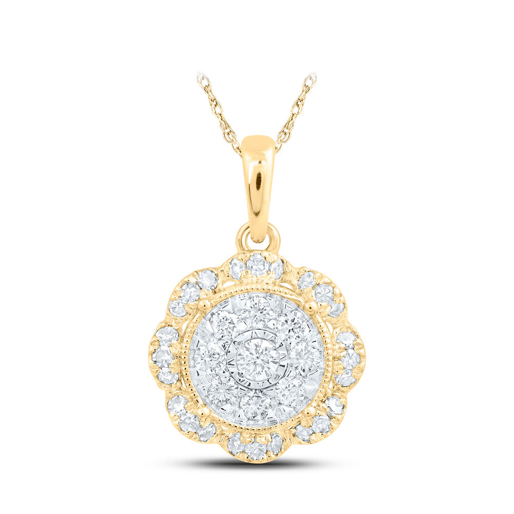 10kt Yellow Gold Womens Round Diamond Circle Pendant 1/3 Cttw