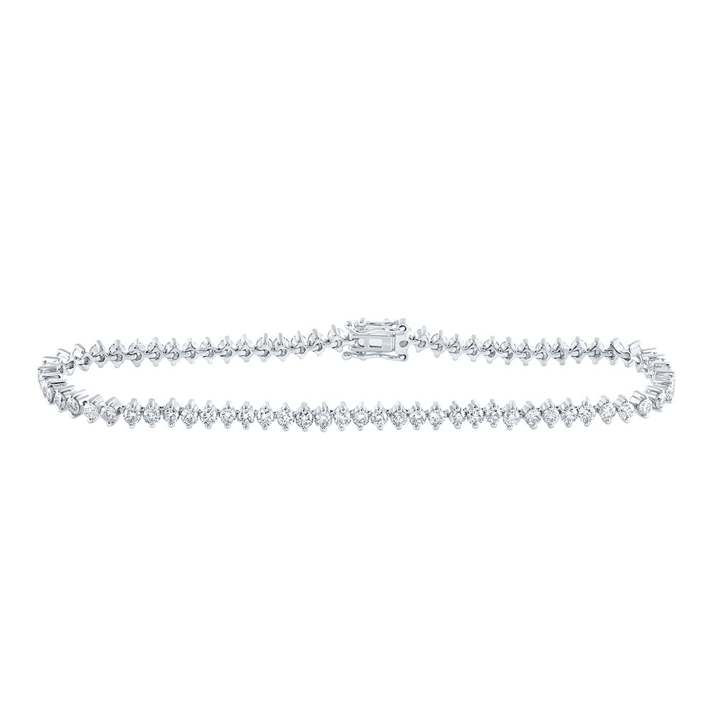 14kt White Gold Womens Round Diamond Tennis Bracelet 3-1/4 Cttw