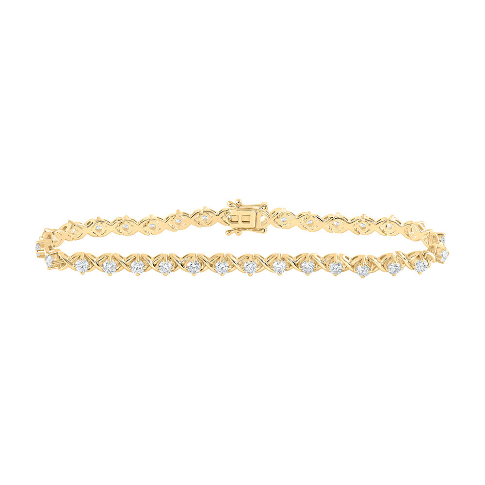 14kt Yellow Gold Womens Round Diamond Fashion Bracelet 2-5/8 Cttw