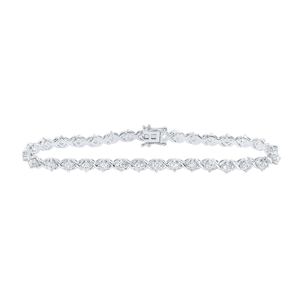 14kt White Gold Womens Round Diamond Fashion Bracelet 2-5/8 Cttw